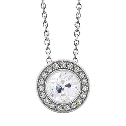 Antique Pendentif – Brillant 3,50 carats Or Blanc 14 Carats