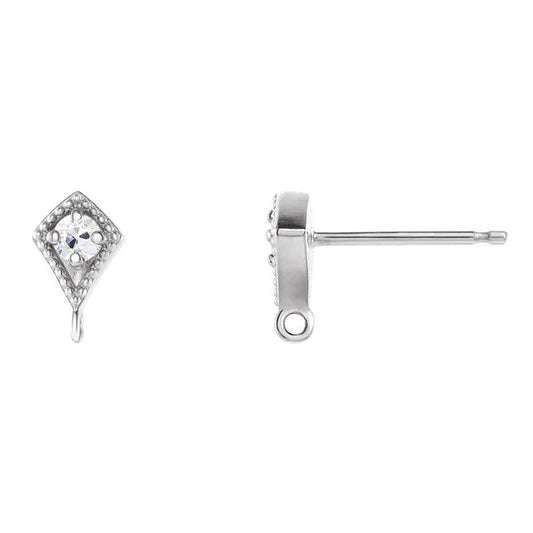 Brillant Boucles d'Oreilles 1 carats Or Blanc 14 Carats – vue de face