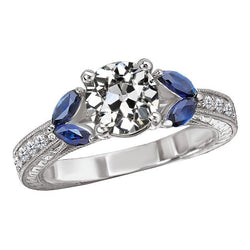 Coussin Antique Brillant Anniversary Ring – 2 carats en Or Blanc
