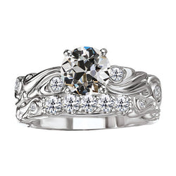Taille Old Mine Bague Nuptiale – Diamant 2 carats Or 14K Blanc
