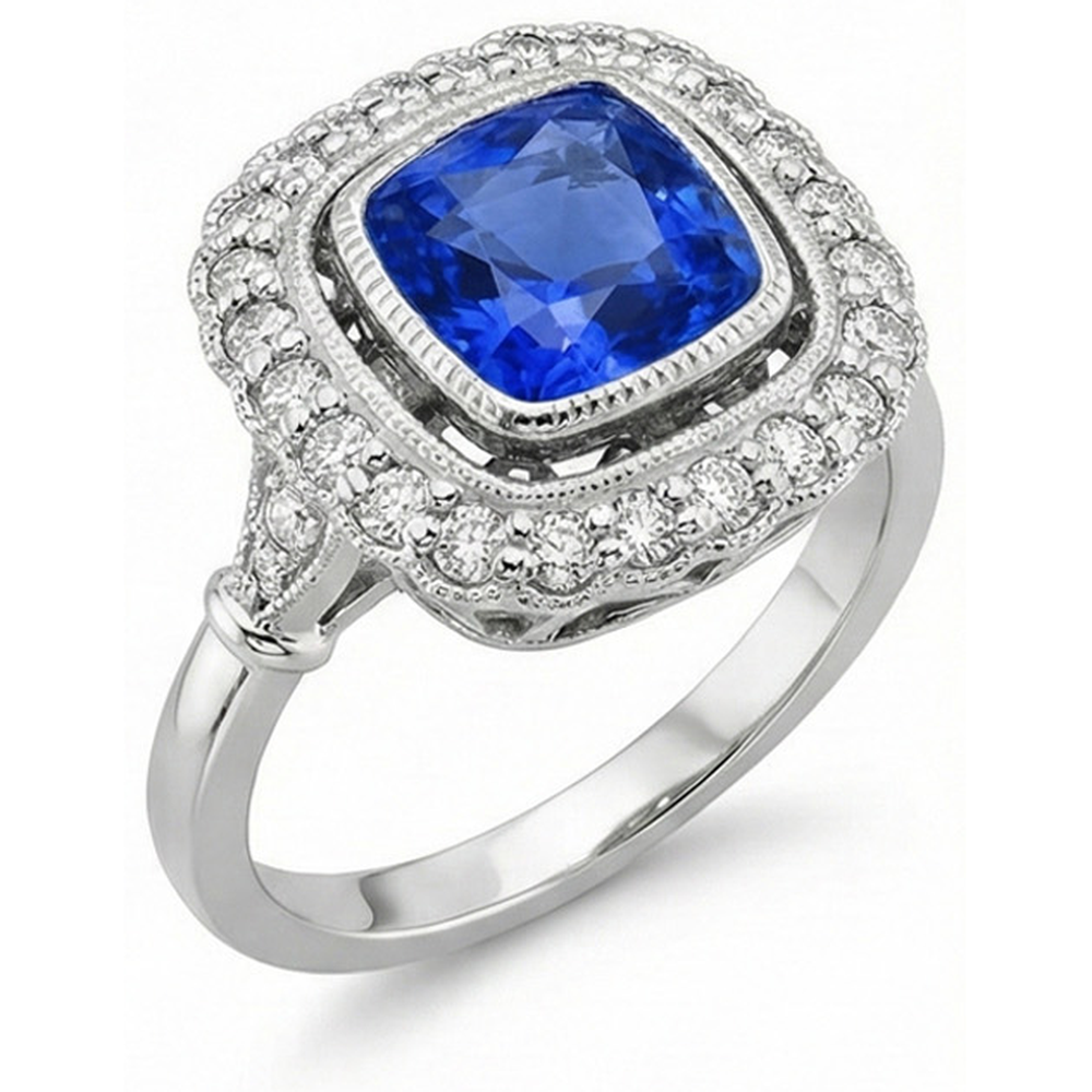 Art Nouveau Jewelry New Ceylan Saphir Et Diamant Naturels Extraits des Mines ( et non cultivés en laboratoire ) Bague Femme