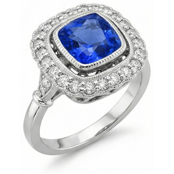 Art Nouveau Jewelry New Ceylan Saphir Et Diamant Naturels Extraits des Mines ( et non cultivés en laboratoire ) Bague Femme