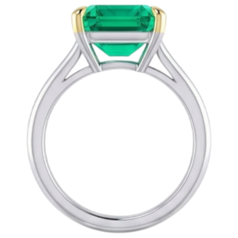 Bague avec Gemme Or Bicolore 14 Carats avec Émeraude – vue d'angle