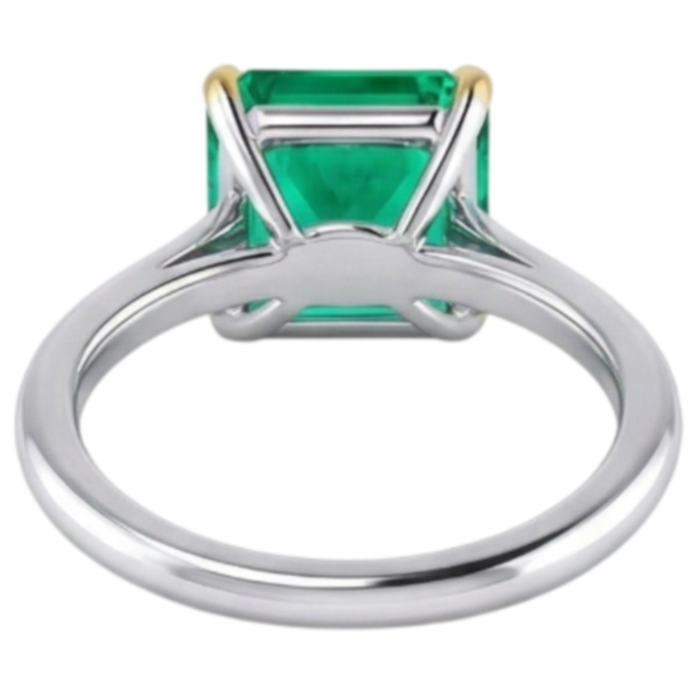 Bague avec Gemme Or Bicolore 14 Carats avec Émeraude – vue de profil