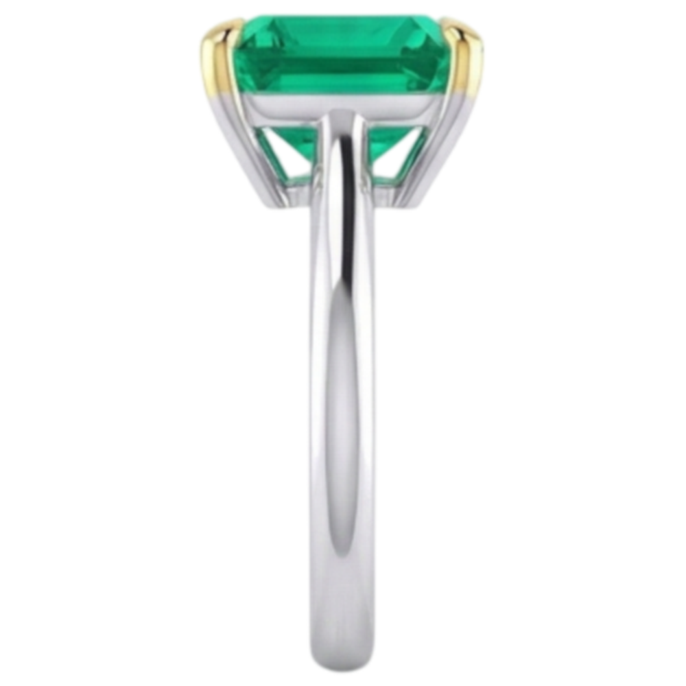 Émeraude Taille Asscher Bague avec Gemme en Or Bicolore 14 Carats – vue de côté