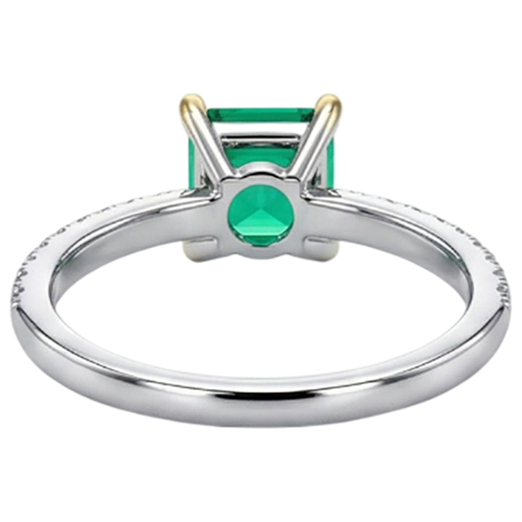 Fait à la main Émeraude Fine Bague Pierre de Couleur 3 carats – vue arrière