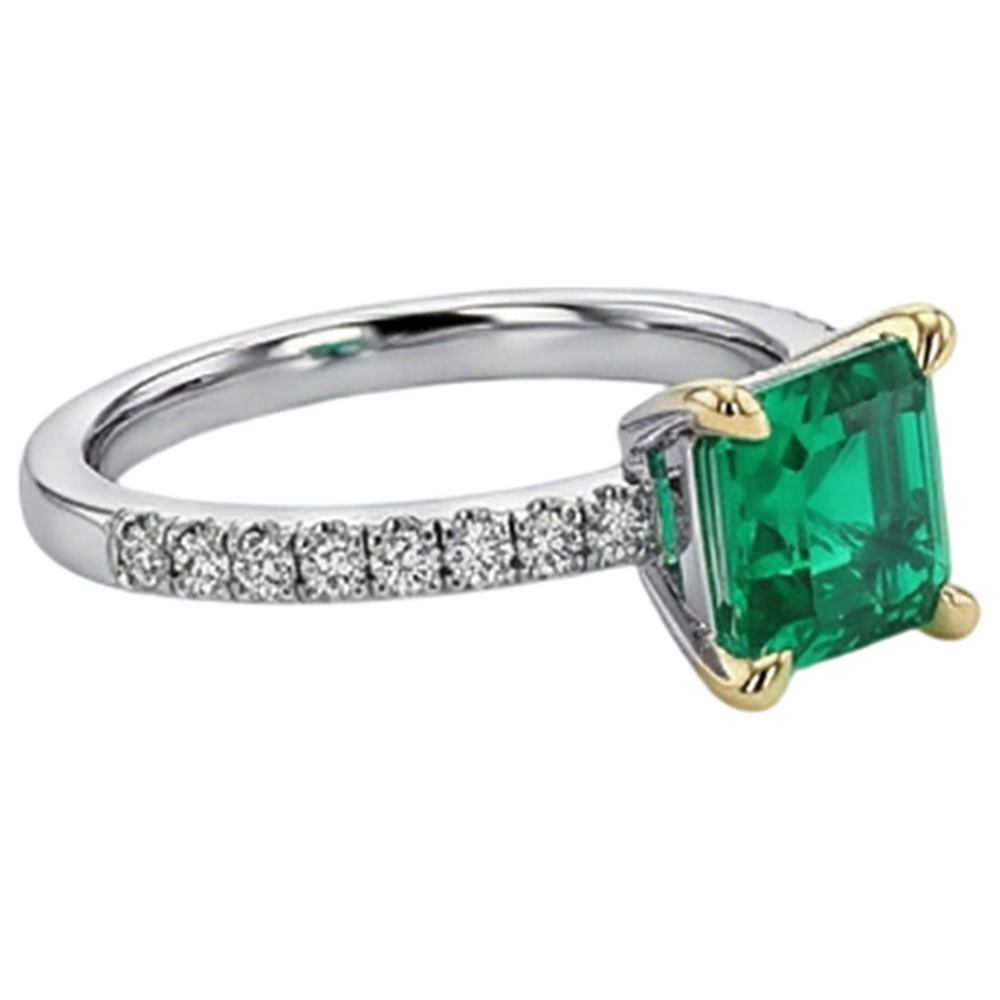 Fait à la main Émeraude Fine Bague Pierre de Couleur 3 carats – vue de profil