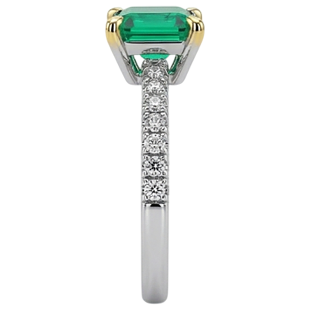 Émeraude Fine Bague Pierre de Couleur – vue de dessus