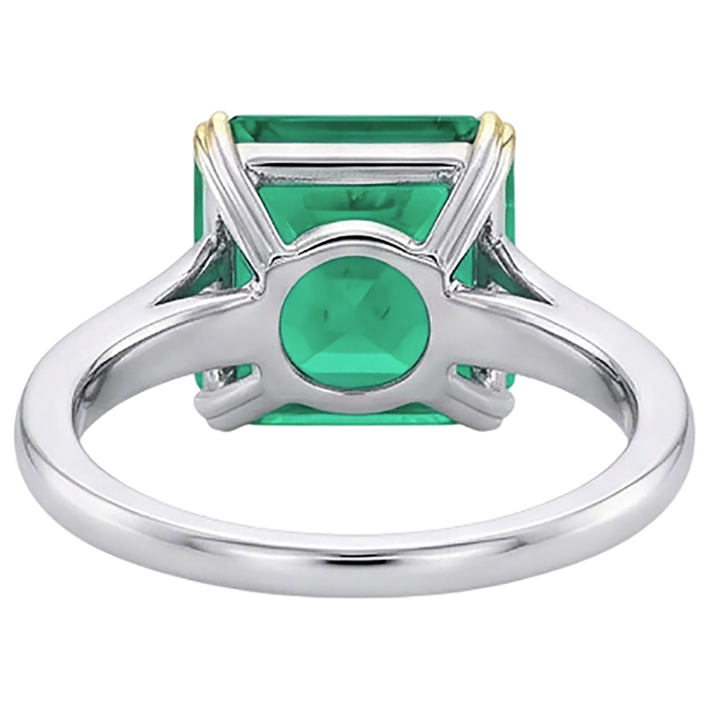 Exquis Émeraude Fine Bague avec Gemme 5 carats – vue arrière