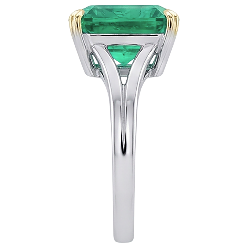 Exquis Émeraude Fine Bague avec Gemme 5 carats – vue de dessus
