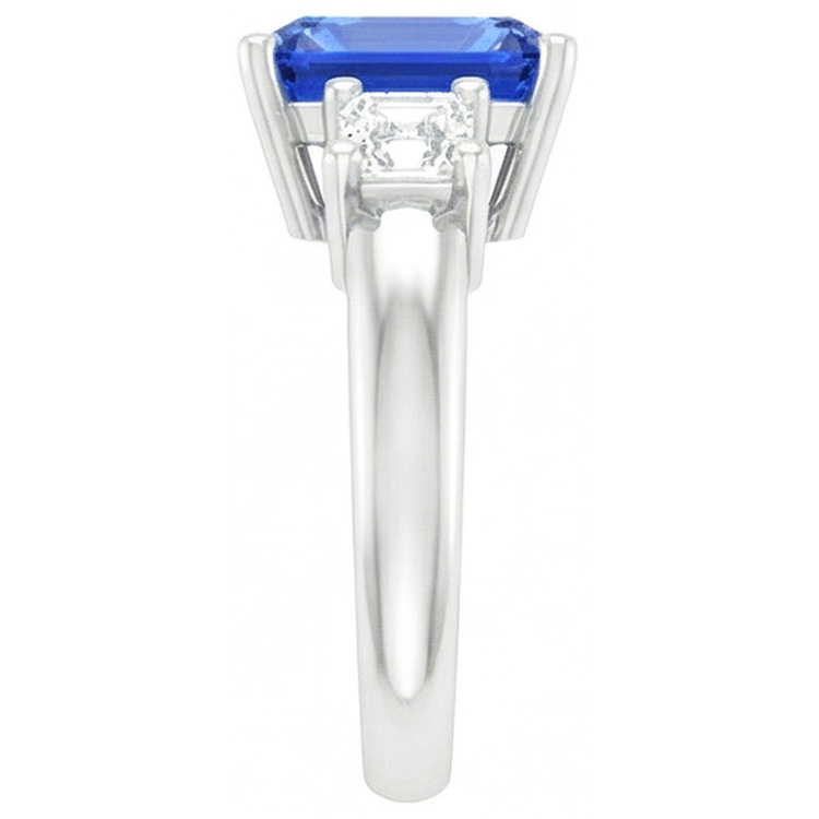 Asscher Diamond Jewelry Radiant Sapphire Bague 3 Pierres 4 Griffes 3 Carats
