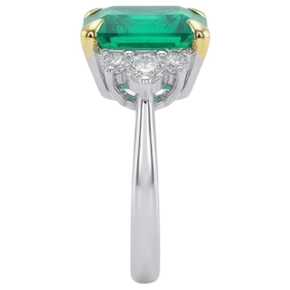 Émeraude Colombienne Bague Pierre Précieuse 4-carats Or 14K Bicolore – vue de dessus