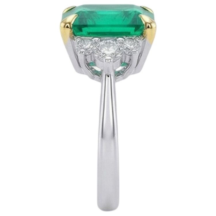 Émeraude Colombienne Bague Pierre Précieuse 4-carats Or 14K Bicolore – vue de dessus