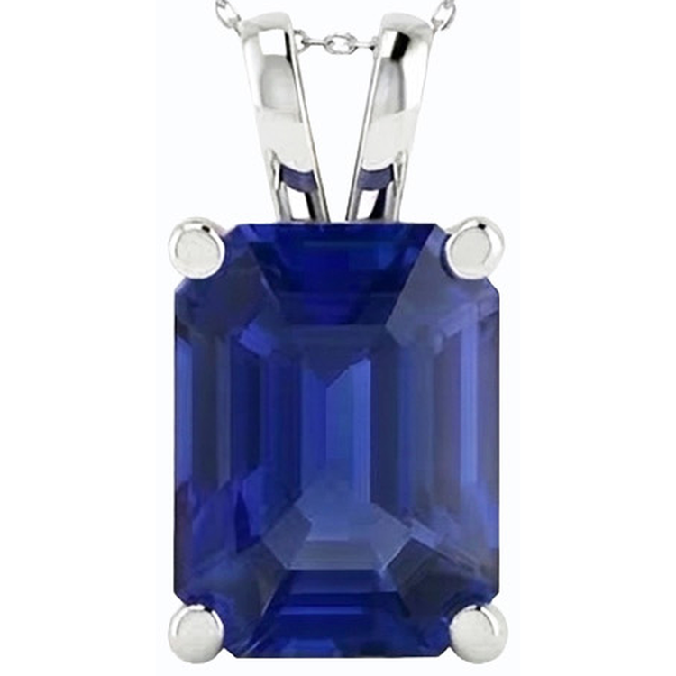 Asscher Pendentif Solitaire Saphir Bleu Or Femme Bijoux 5 quilates