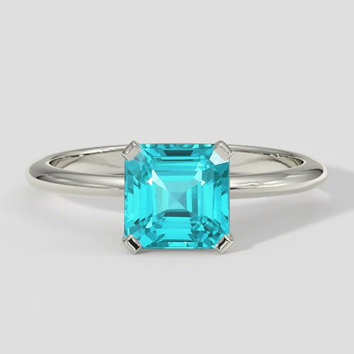 Asscher Paraiba Ring Solitaire 14k