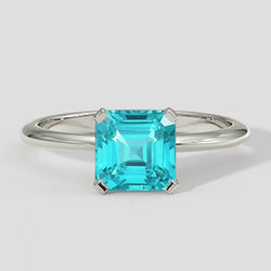 Asscher Paraiba Ring Solitaire 14k