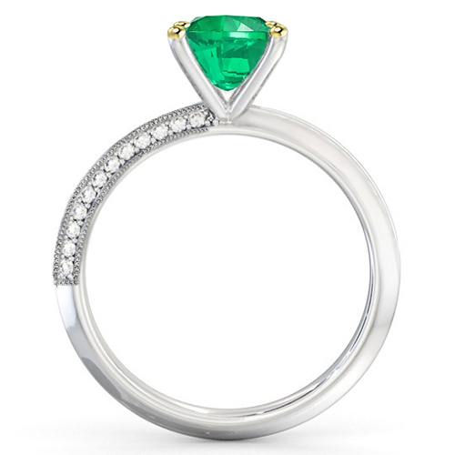 Asscher Emeraude Verte Bague Diamant Milgrain Design