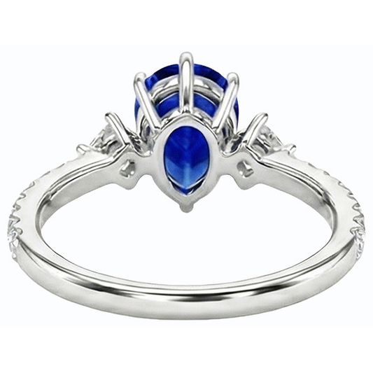 BAGUE Trois Pierres Poire Saphir De Ceylan Avec Des Accents De Diamants 3 Carats