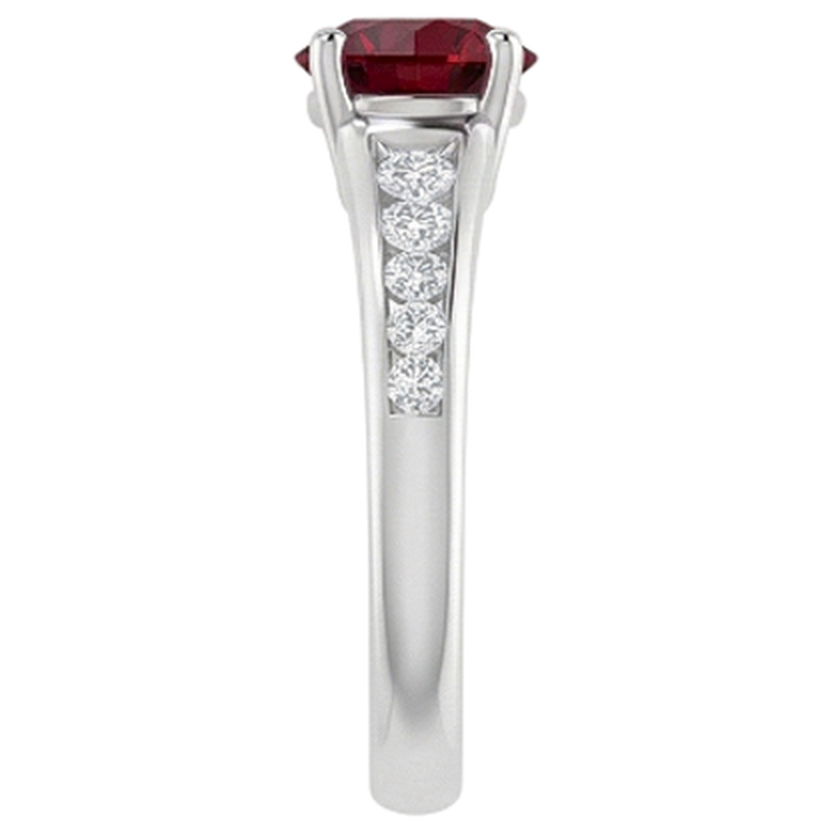 Bague 1.10 Carats Birmanie Rubis Diamant Naturels Extraits des Mines ( et non cultivés en laboratoire ) Accentué Or Blanc 14K Bijoux
