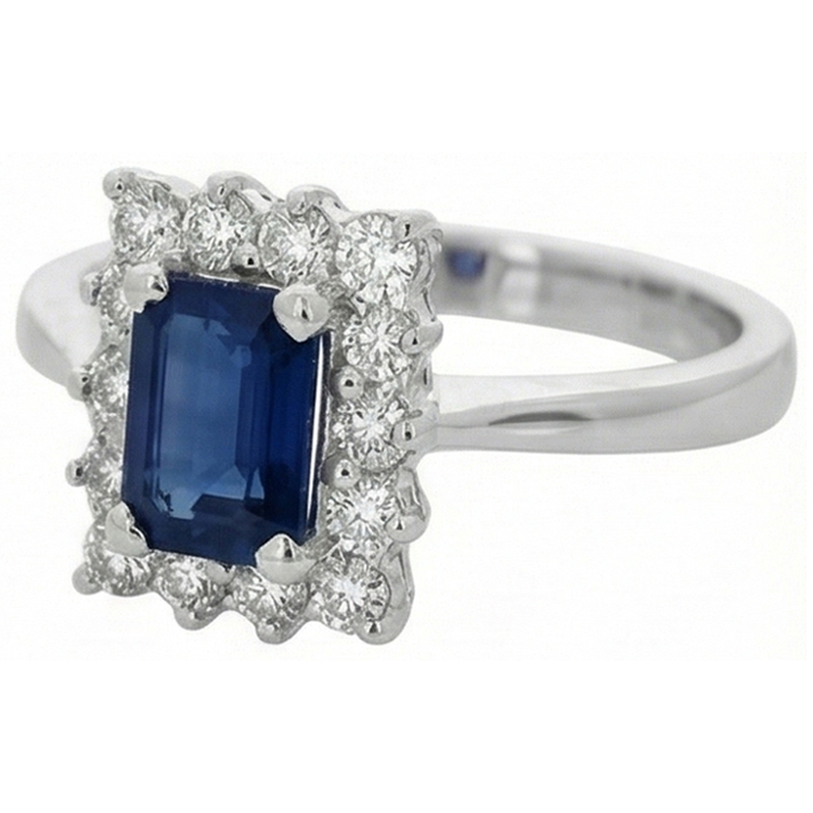 Bague 2 Carats Emeraude Ceylan Saphir Et Diamants Naturels Extraits des Mines ( et non cultivés en laboratoire ) Or Blanc 14K