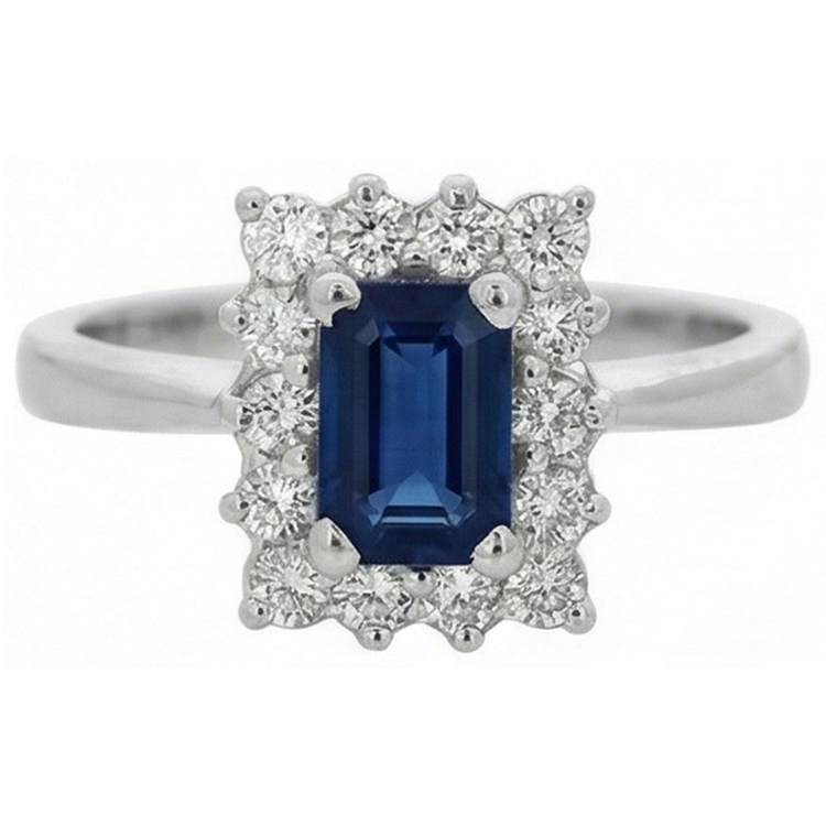 Bague 2 Carats Emeraude Ceylan Saphir Et Diamants Naturels Extraits des Mines ( et non cultivés en laboratoire ) Or Blanc 14K