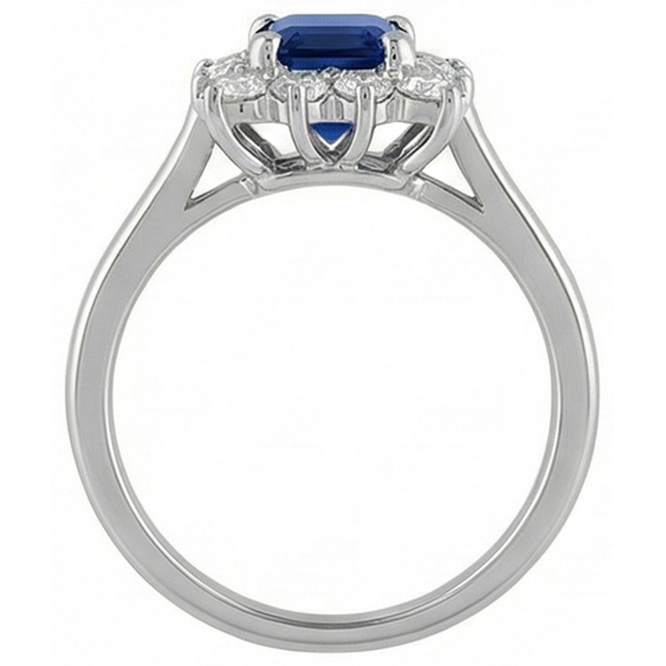 Bague 2 Carats Emeraude Ceylan Saphir Et Diamants Naturels Extraits des Mines ( et non cultivés en laboratoire ) Or Blanc 14K