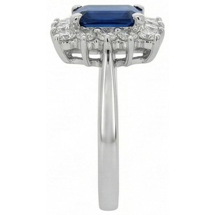 Bague 2 Carats Emeraude Ceylan Saphir Et Diamants Naturels Extraits des Mines ( et non cultivés en laboratoire ) Or Blanc 14K