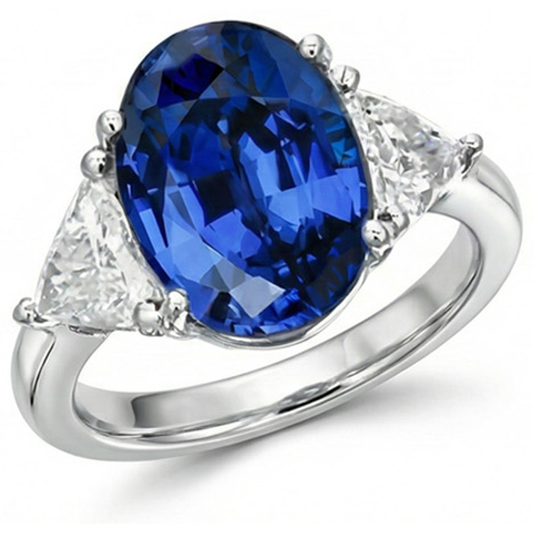 naturel trillion diamant 3.50carats bague angle de côté