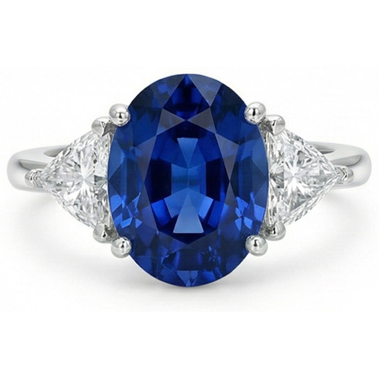 naturel trillion diamant 3.50carats bague vue de face