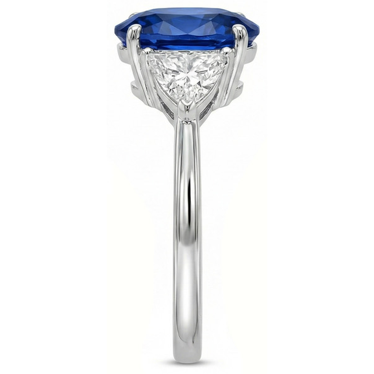 naturel trillion diamant 3.50carats bague vue de profil