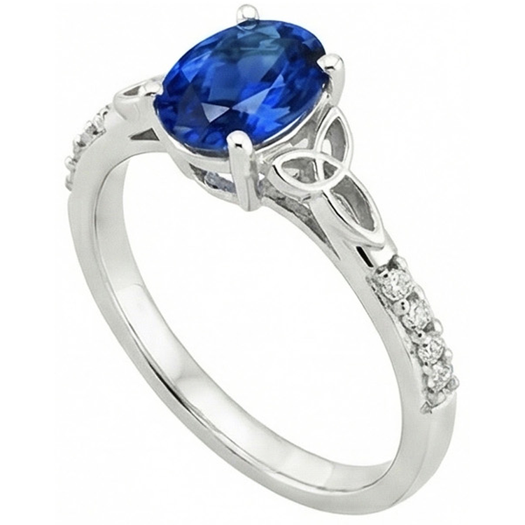 Bague 3 Carats Saphir Ceylan Et Diamants Naturels Extraits des Mines ( et non cultivés en laboratoire ) Or Blanc 14K