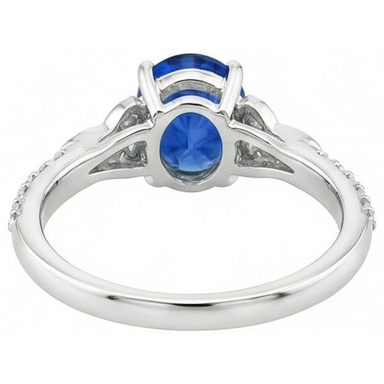 Bague 3 Carats Saphir Ceylan Et Diamants Naturels Extraits des Mines ( et non cultivés en laboratoire ) Or Blanc 14K