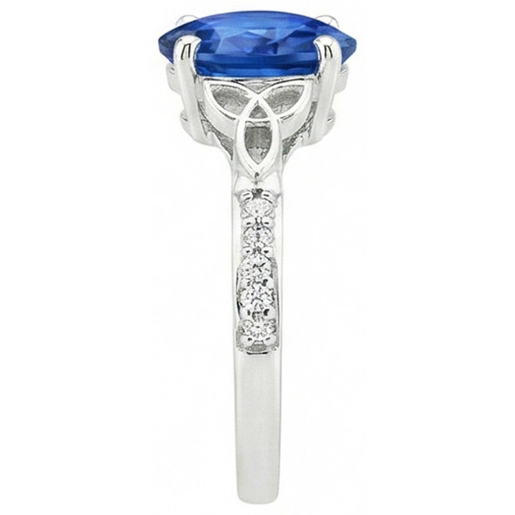 Bague 3 Carats Saphir Ceylan Et Diamants Naturels Extraits des Mines ( et non cultivés en laboratoire ) Or Blanc 14K