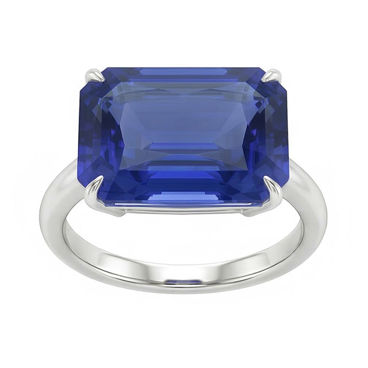 Bague 3 Carats émeraude Solitaire Sri Lanka Saphir Bijoux Or Blanc