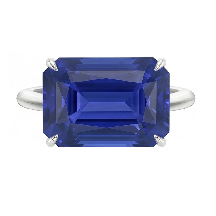 Bague 3 Carats émeraude Solitaire Sri Lanka Saphir Bijoux Or Blanc