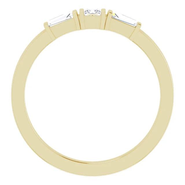 Bague 3 Pierres 1.10 Carats Princesse & Réel Diamants Baguette Or Jaune 14K