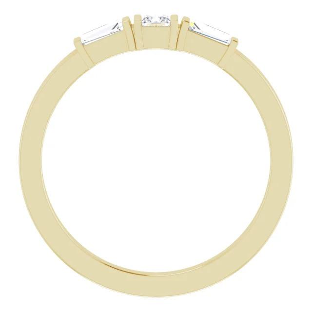 Bague 3 Pierres 1.10 Carats Princesse & Réel Diamants Baguette Or Jaune 14K