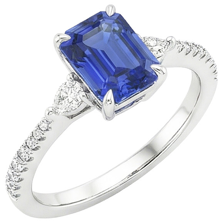 naturel pear diamant 4.50carats bague angle de côté