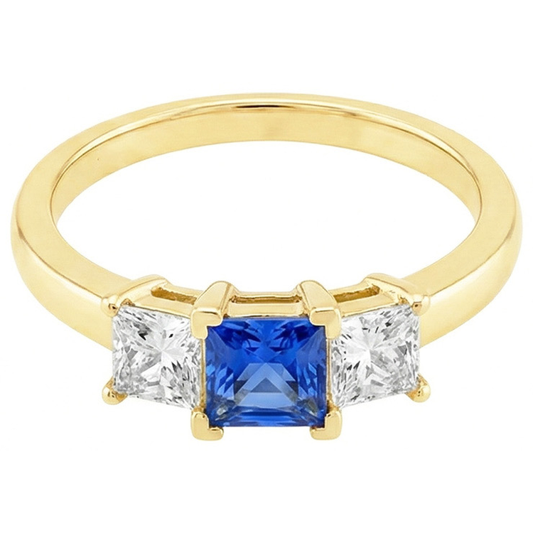 Bague 3 Pierres Anniversaire Diamant Naturels Extraits des Mines ( et non cultivés en laboratoire ) Pierres Précieuses 2 Carats Or Jaune 14K