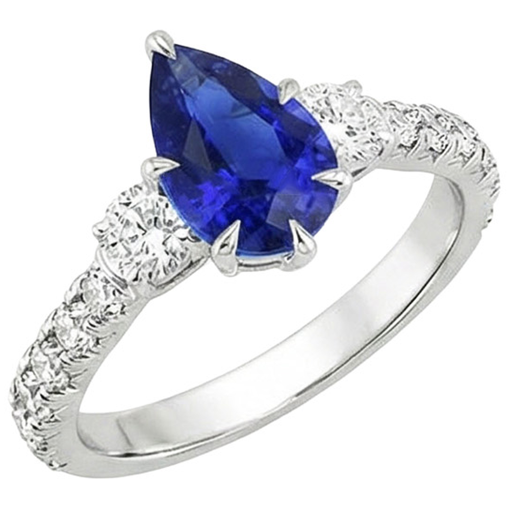 naturel pear diamant 3.50carats bague détail rapproché