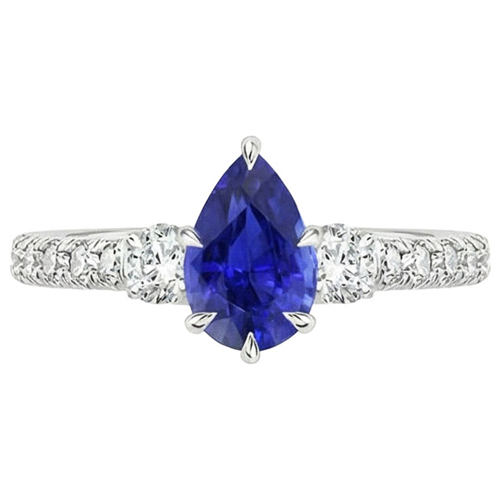 naturel pear diamant 3.50carats bague vue de profil