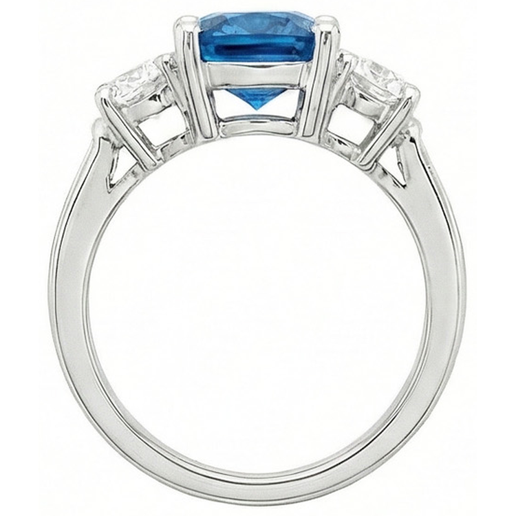 naturel round diamant 4.51carats bague vue de profil