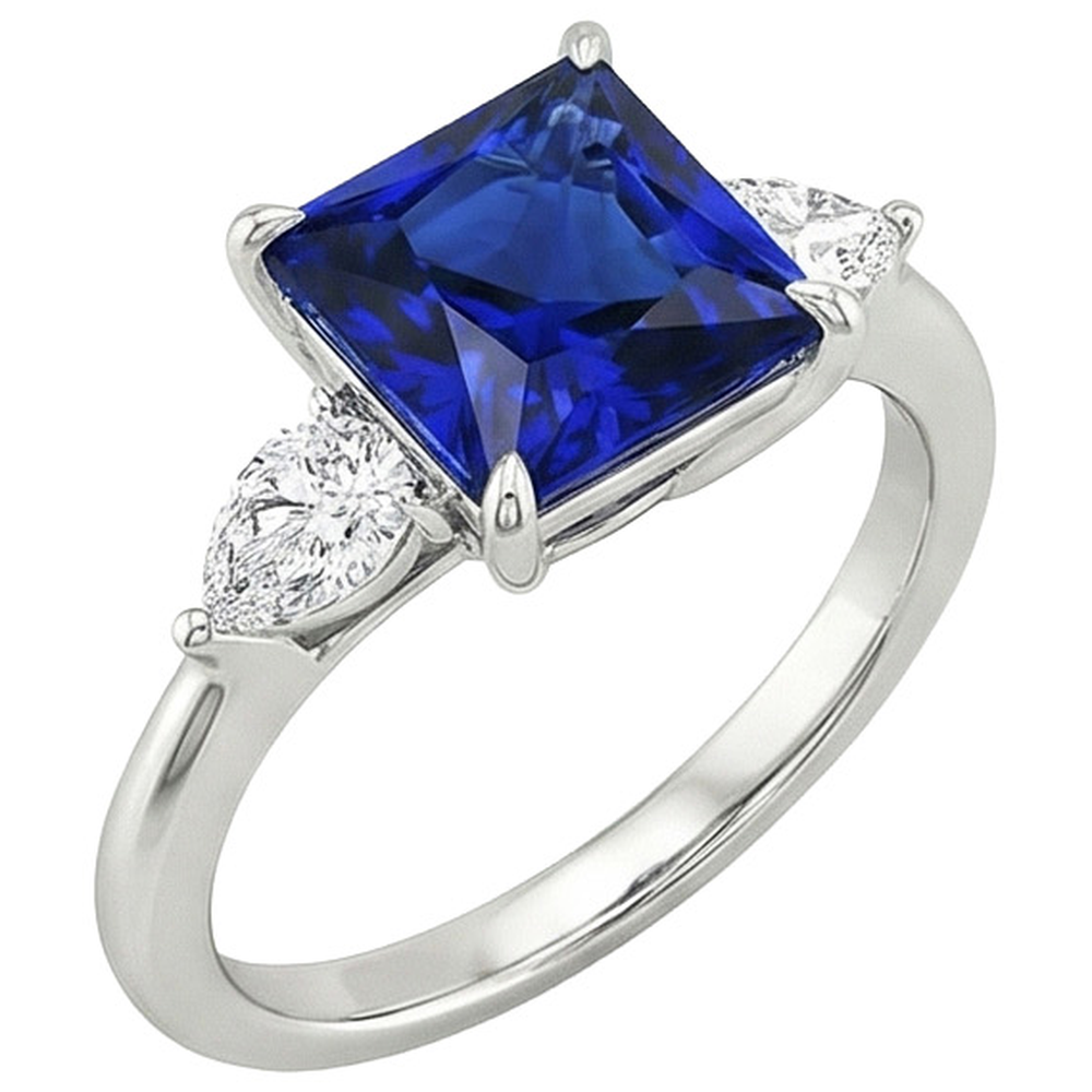 naturel pear diamant 4carats bague vue de dessus