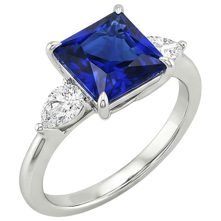 naturel pear diamant 4carats bague vue de dessus
