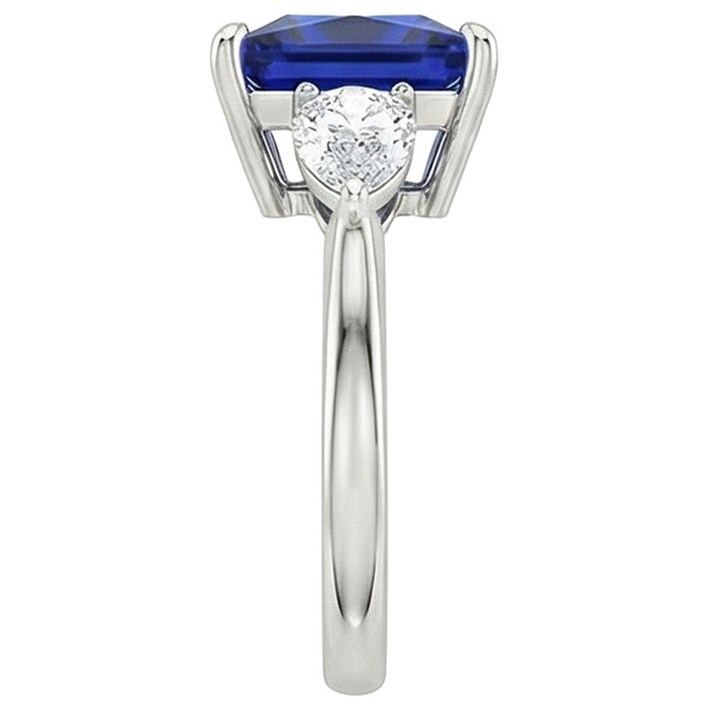 naturel pear diamant 4carats bague vue de profil