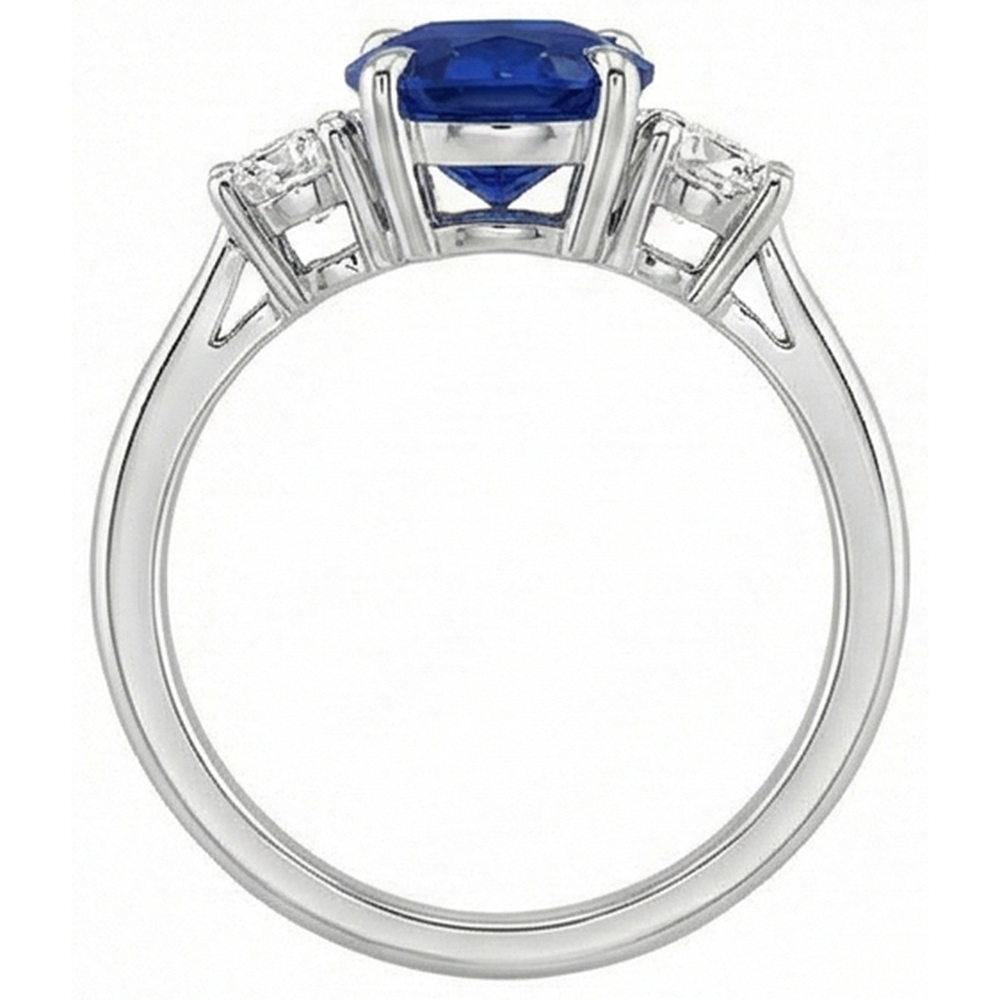 naturel round saphir 3.50carats bague angle de côté