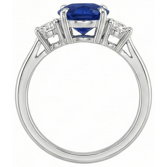 naturel round saphir 3.50carats bague angle de côté