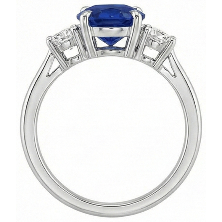 naturel round saphir 3.50carats bague angle de côté