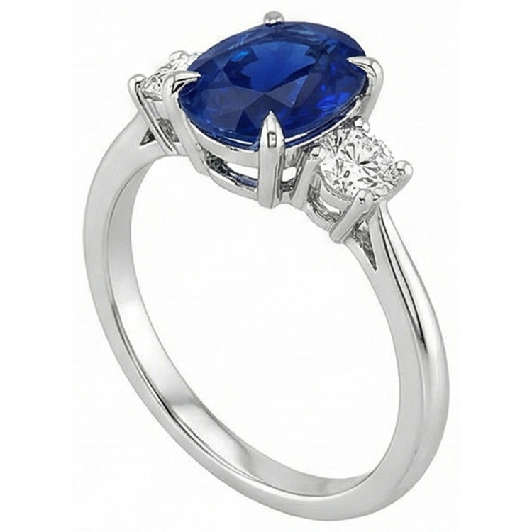 naturel round saphir 3.50carats bague vue de dessus