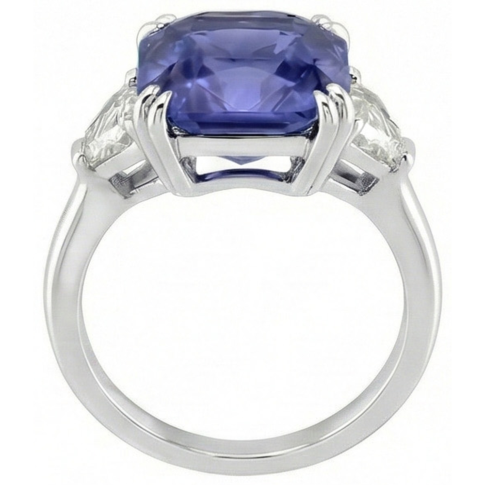 naturel radiant saphir 4carats bague sur blanc